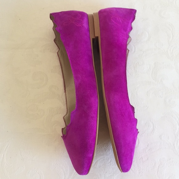 Sam Edelman scallop Augusta Fuchsia flats - Picture 3 of 12